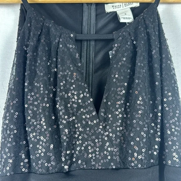 White House Black Market Sequined Halter Cocktail Dress Black Midi Sz 6 NWT - Picture 6 of 14